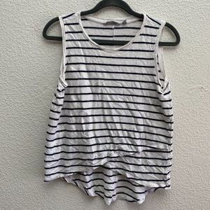 Athleta Stripe Linen Criss Cross Tank Tulip Hem 777923 XS Extra Small